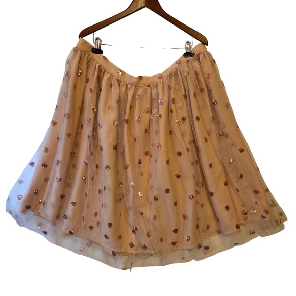 Magnolia Park 5XL Blush Pink Tulle Skirt Heart Sequin Overlay Party Plus Size - Picture 1 of 9